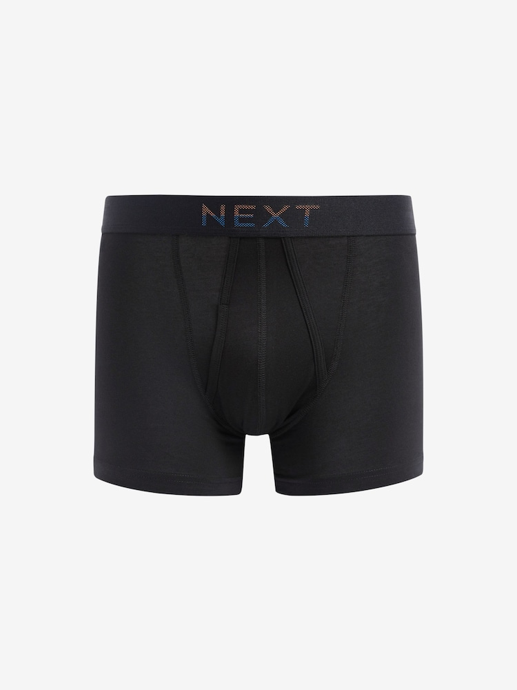 Noir Bright Point Waistband - Paquet 4 - Boxer riche en coton sur le devant - Image 5 of 6
