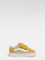 Vans Girls Gold Glitter Champagne Old Skool Velcro Trainers - Image 1 of 4