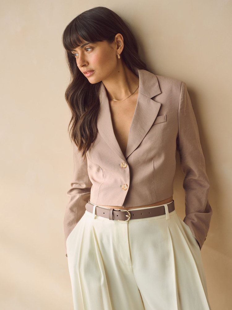 Taupe Brown Regular Leather Belt - Image 2 of 4 Taupe Brown Regular Leather Belt - Image 2 of 4