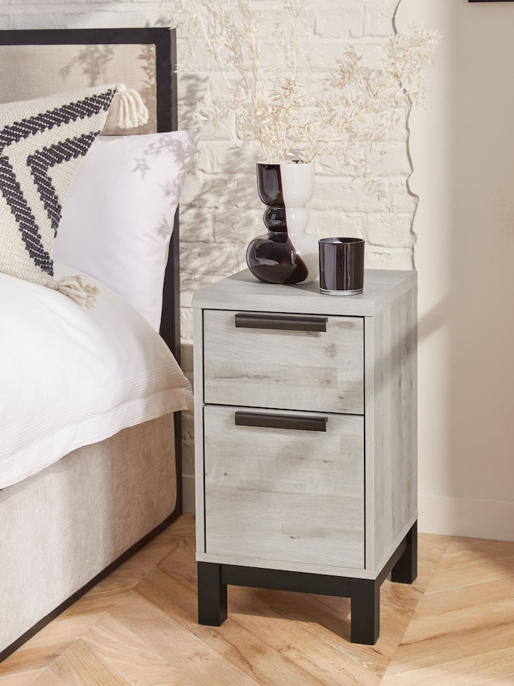 Grey Bronx Oak Effect Set of 2 Bedside Table - Image 1 of 11