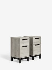 Grey Bronx Oak Effect Set of 2 Bedside Table - Image 10 of 11