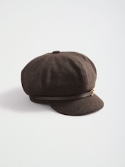 Lipsy Chocolate Brown Mlitary Baker Cap - Image 1 of 3