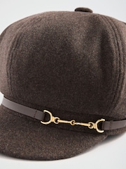 Lipsy Chocolate Brown Mlitary Baker Cap - Image 3 of 3