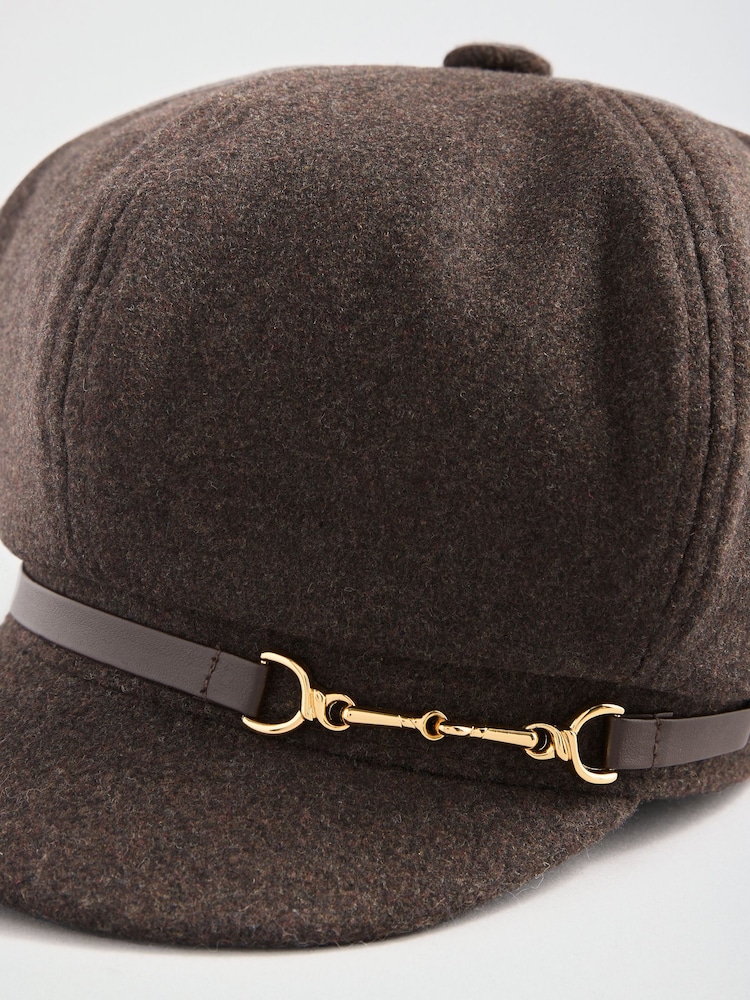 Lipsy Chocolate Brown Mlitary Baker Cap - Image 3 of 3 Lipsy Chocolate Brown Mlitary Baker Cap - Image 3 of 3