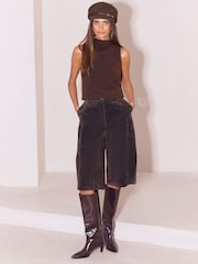 Lipsy Chocolate Brown Mlitary Baker Cap - Image 4 of 7