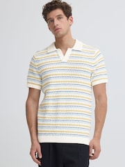 Casual Friday White Midskov Short Sleeve Relaxed Knit Polo Shirt - Image 1 of 5