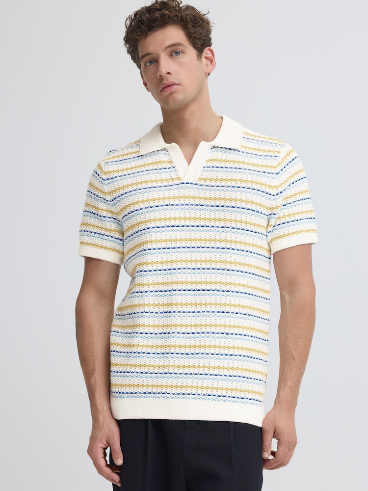 Casual Friday White Midskov Short Sleeve Relaxed Knit Polo Shirt - Image 1 of 5