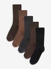 Neutrals 5 Pack Embroidered Lasting Fresh Socks - Image 1 of 8