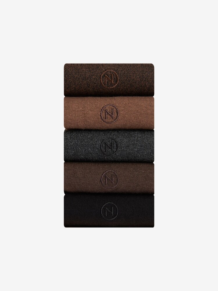 Neutrals 5 Pack Embroidered Lasting Fresh Socks - Image 2 of 8