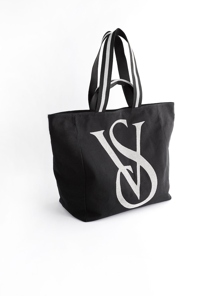 Victoria's Secret Black Diamanté Large Beach Bag - Image 1 of 8