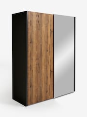 Dark Bronx Oak 1.5m Sliding Effect Semi Fitted Mirrored Wardrobe - Image 4 of 7