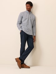 Navy Blue Gingham Regular Fit Easy Iron Button Down Oxford Shirt - Image 2 of 7