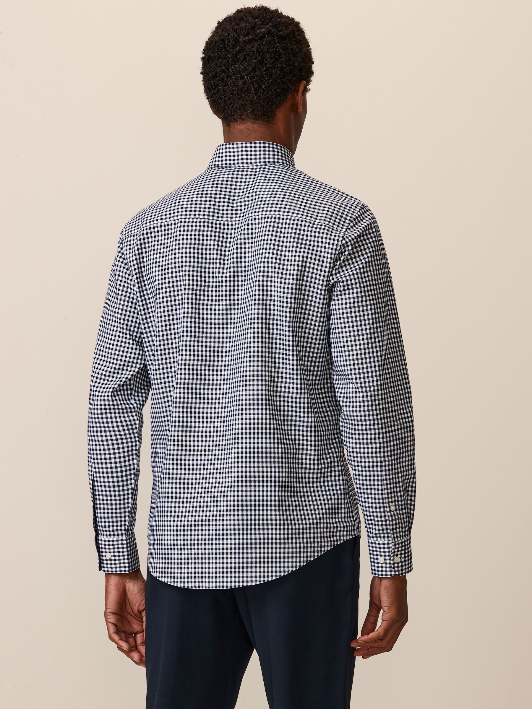 Buy Navy Blue Gingham Regular Fit Easy Iron Button Down Oxford Shirt from  the Next UK online shop