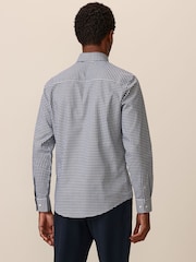 Navy Blue Gingham Regular Fit Easy Iron Button Down Oxford Shirt - Image 3 of 7