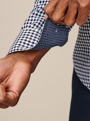 Navy Blue Gingham Regular Fit Easy Iron Button Down Oxford Shirt - Image 5 of 7