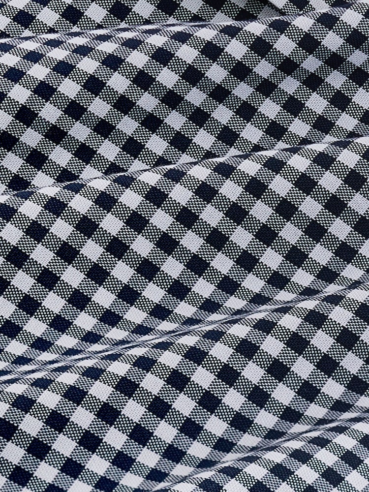 Navy Blue Gingham Regular Fit Easy Iron Button Down Oxford Shirt - Image 7 of 7