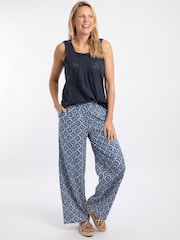 Weird Fish Blue Zendaya Printed Double Cloth Wide Leg Trousers - Image 1 of 6