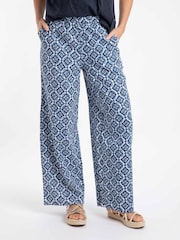 Weird Fish Blue Zendaya Printed Double Cloth Wide Leg Trousers - Image 2 of 6
