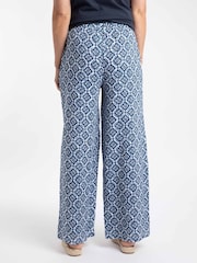 Weird Fish Blue Zendaya Printed Double Cloth Wide Leg Trousers - Image 3 of 6