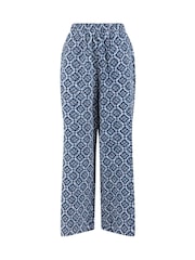 Weird Fish Blue Zendaya Printed Double Cloth Wide Leg Trousers - Image 5 of 6