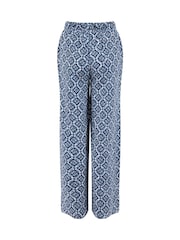 Weird Fish Blue Zendaya Printed Double Cloth Wide Leg Trousers - Image 6 of 6