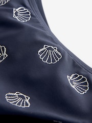 Navy Blue Embroidered High Leg Bikini Bottoms - Image 5 of 5