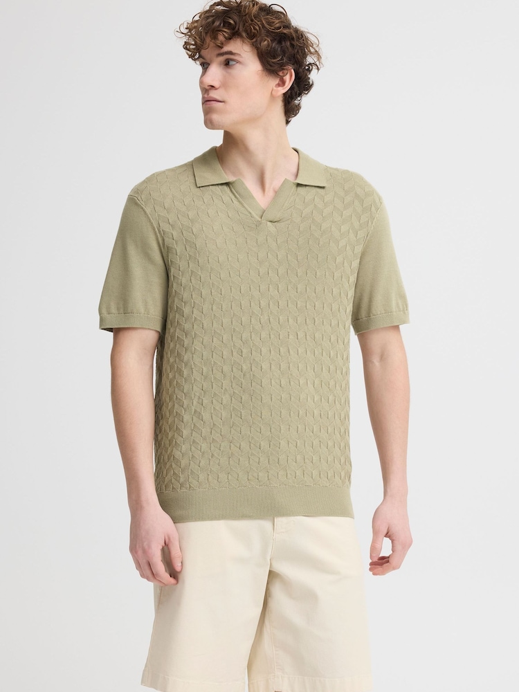 Casual Friday Green Dyrvik Short Sleeve Relaxed Knit Polo Shirt - Image 1 of 5