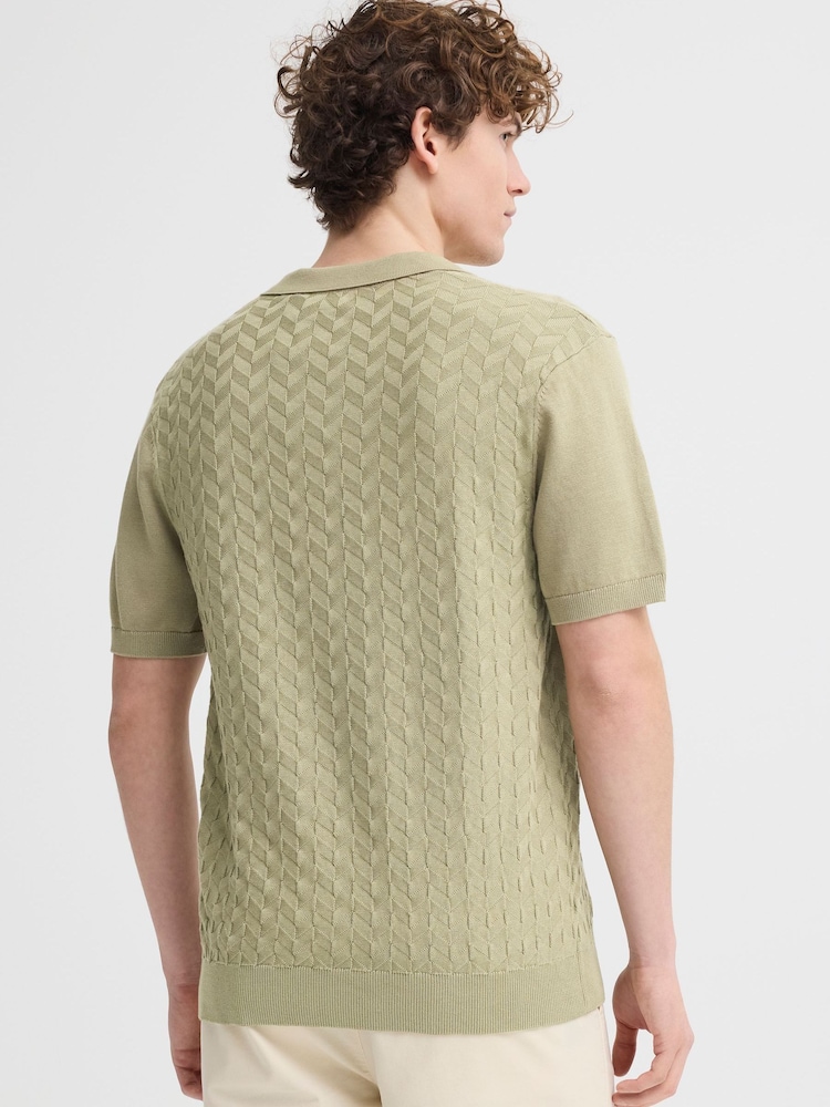 Casual Friday Green Dyrvik Short Sleeve Relaxed Knit Polo Shirt - Image 2 of 5