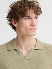 Casual Friday Green Dyrvik Short Sleeve Relaxed Knit Polo Shirt - Image 4 of 5