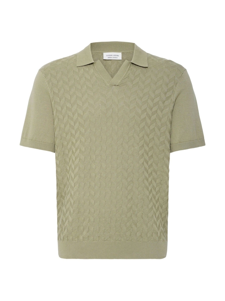 Casual Friday Green Dyrvik Short Sleeve Relaxed Knit Polo Shirt - Image 5 of 5