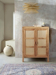 French Connection Mango Wood and Rattan Provencial Sideboard - Image 1 of 10