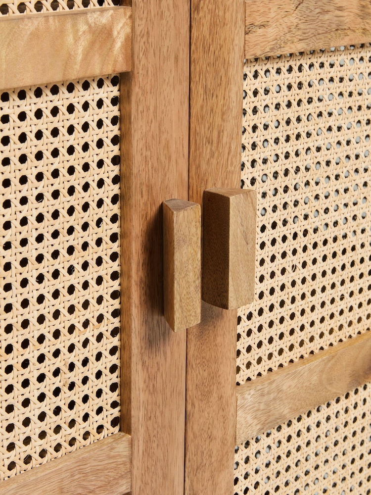 French Connection Mango Wood and Rattan Provencial Sideboard - Image 10 of 10