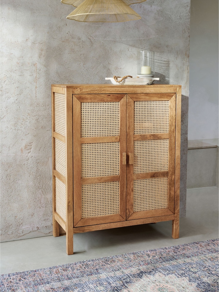 French Connection Mango Wood and Rattan Provencial Sideboard - Image 2 of 10
