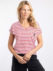 Weird Fish Red Liora Embroidered Pocket T-Shirt - Image 1 of 6