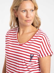 Weird Fish Red Liora Embroidered Pocket T-Shirt - Image 4 of 6