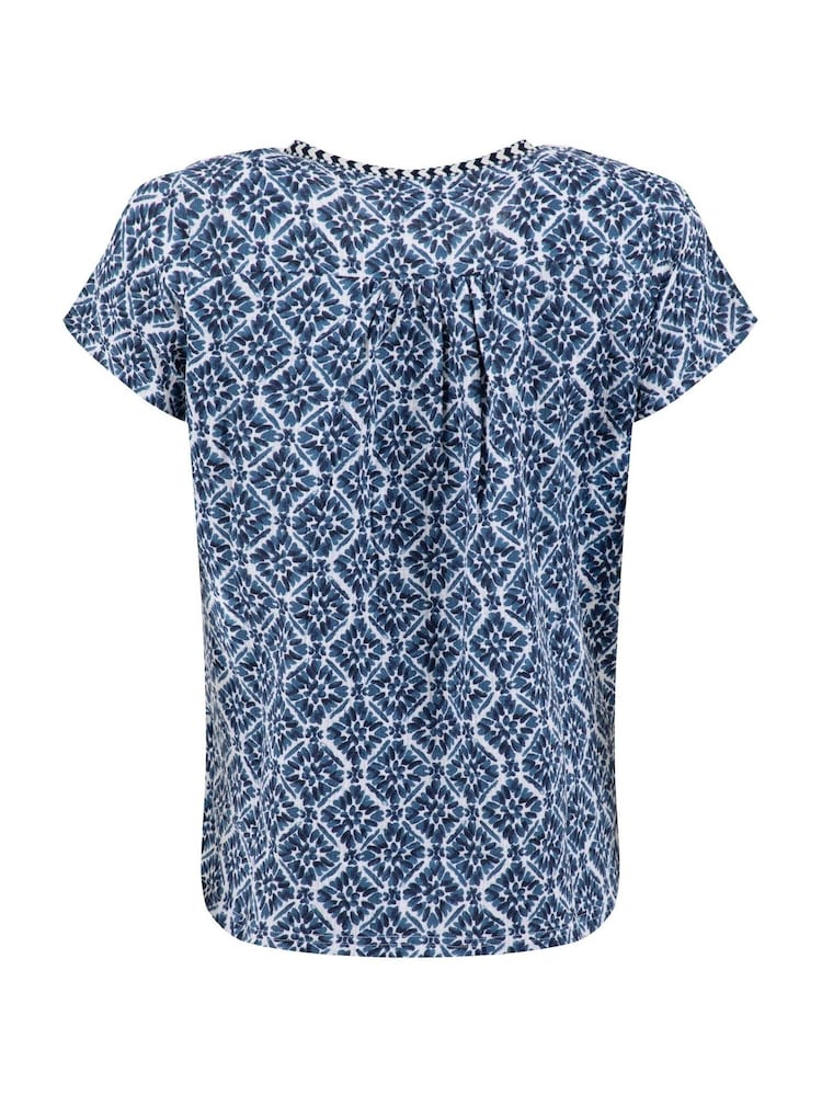 Weird Fish Blue Sofia Printed Double Cloth Blouse - Image 6 of 6 Weird Fish Blue Sofia Printed Double Cloth Blouse - Image 6 of 6