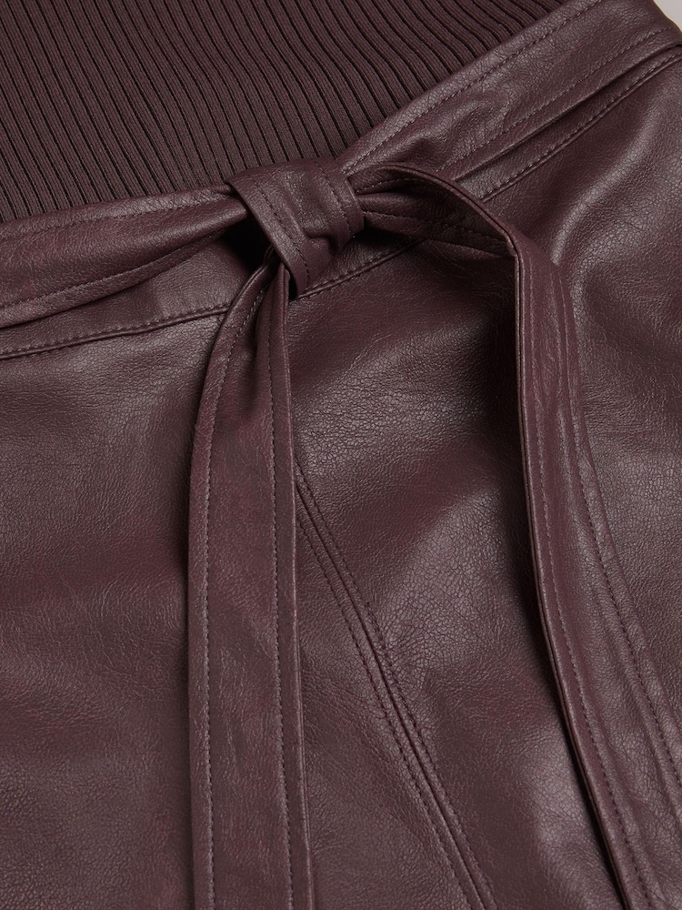 Ted Baker Alltaa Brown Knitted Bodice Dress With Pleather Skirt - Image 6 of 6