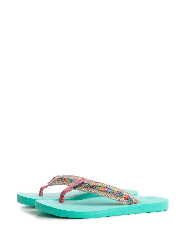 Weird Fish Green Adila Braided Flip Flops - Image 1 of 3
