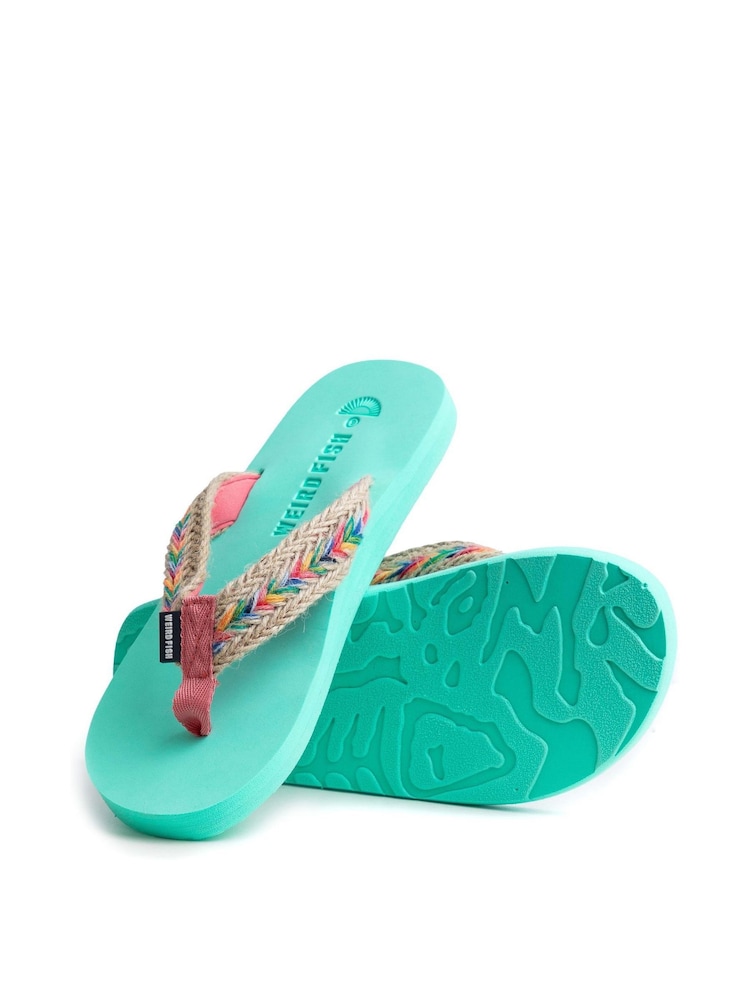 Weird Fish Green Adila Braided Flip Flops - Image 3 of 3
