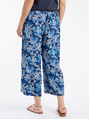 Weird Fish Blue Sarita Crinkle Printed Wide Leg Cropped Trousers - Image 2 of 4