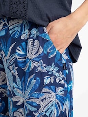 Weird Fish Blue Sarita Crinkle Printed Wide Leg Cropped Trousers - Image 3 of 4