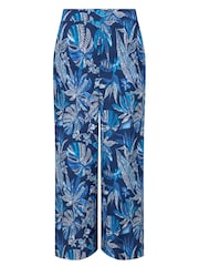 Weird Fish Blue Sarita Crinkle Printed Wide Leg Cropped Trousers - Image 4 of 4