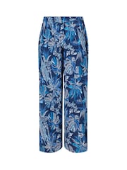 Weird Fish Blue Sarita Crinkle Printed Wide Leg Cropped Trousers - Image 5 of 6