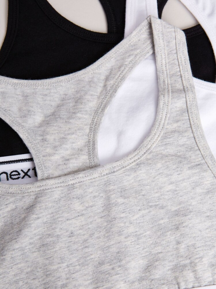 Black/Grey Racer Back Crop Tops 3 Pack (5-16yrs) - Image 6 of 6