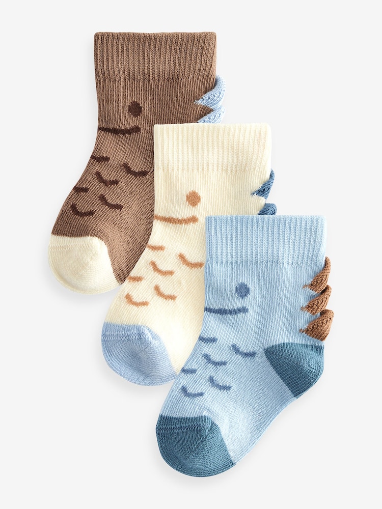 Blue Baby Character Socks 3 Pack (0mths-2yrs) - Image 1 of 4