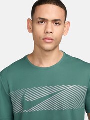 Nike Light Green Dri-FIT Miler Flash UV Short Sleeve Running Top - Image 3 of 9