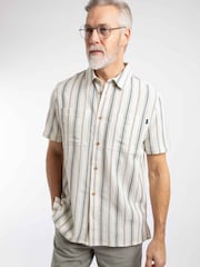 Weird Fish Madoc Woven Short Sleeve Striped Shirt - Imagen 1 de 7