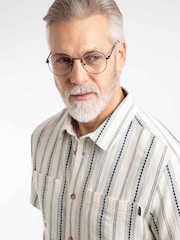 Weird Fish Madoc Woven Short Sleeve Striped Shirt - Imagen 4 de 7