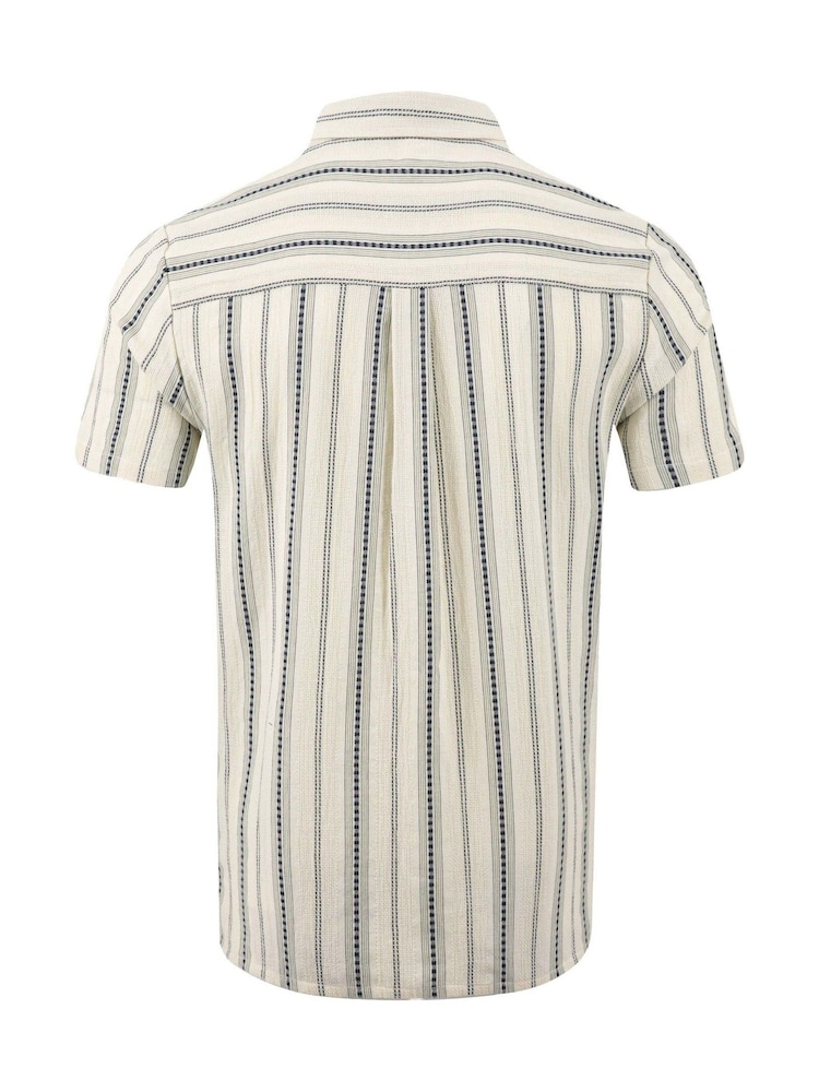 Weird Fish Madoc Woven Short Sleeve Striped Shirt - Imagen 7 de 7