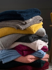 Charcoal Grey Cosy Teddy Fleece Throw - Image 2 of 3